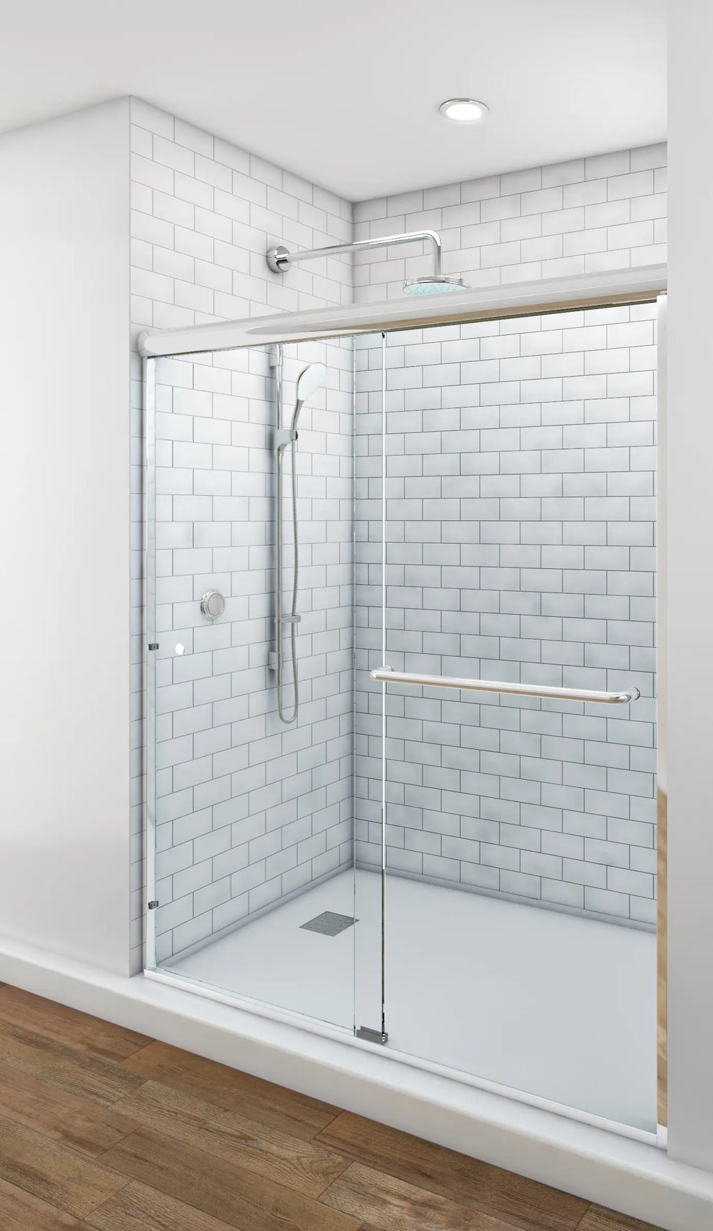 The American Glide 58 Semi-Framed Sliding Shower Unit - Chrome