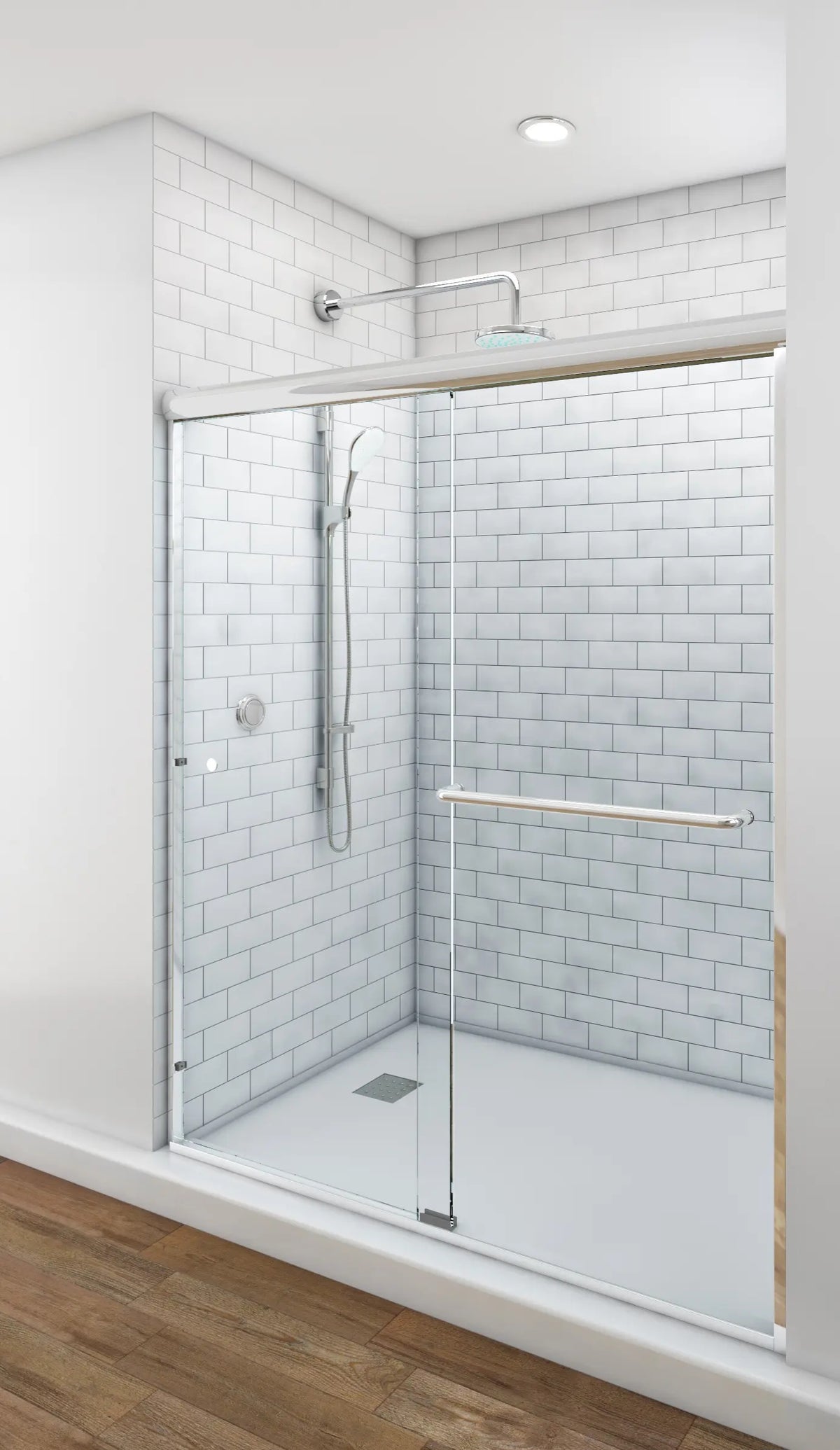 The American Glide 58 Semi-Framed Sliding Shower Unit - Chrome