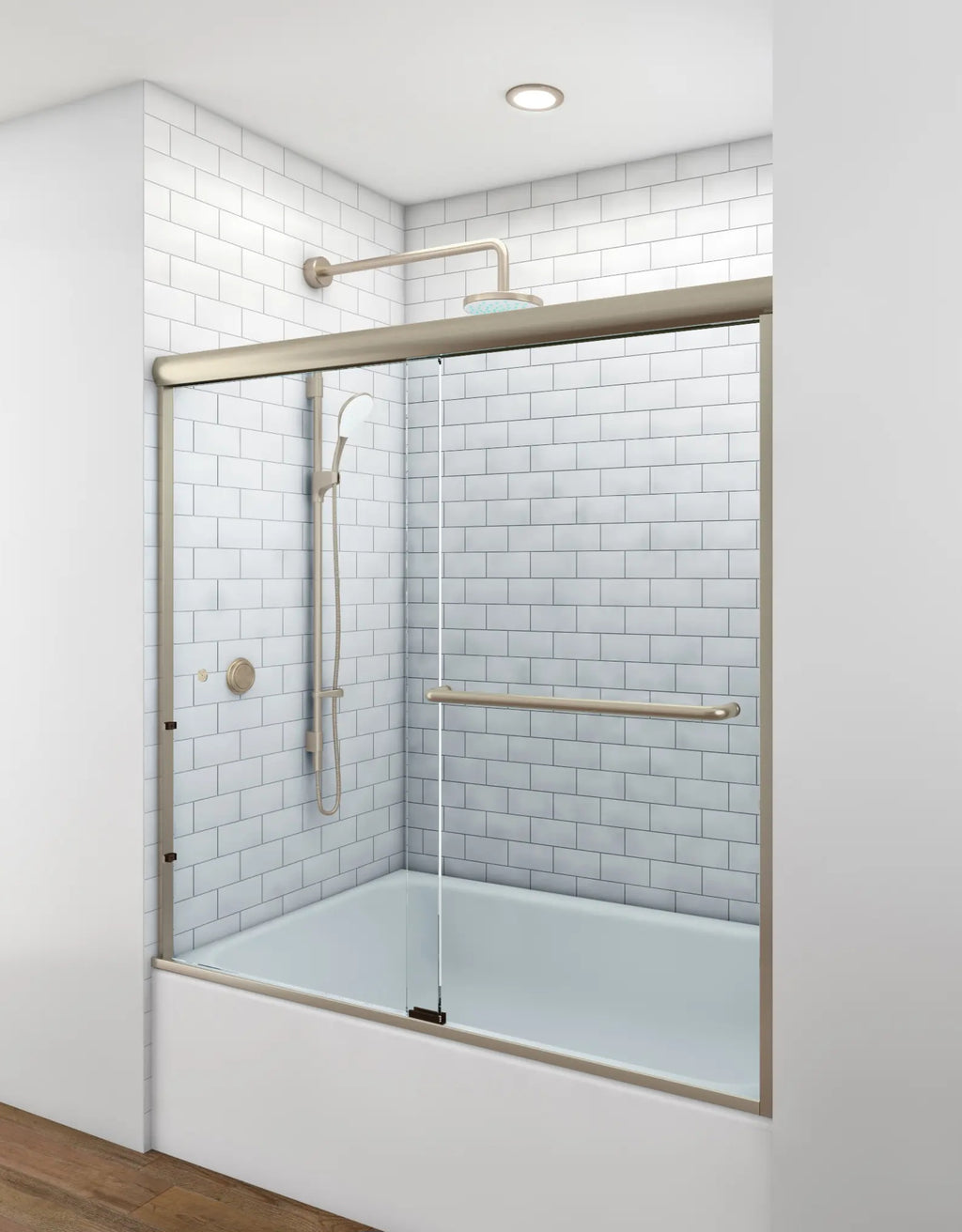 The American Glide 58 Semi-Framed Shower Unit- Brushed Nickle