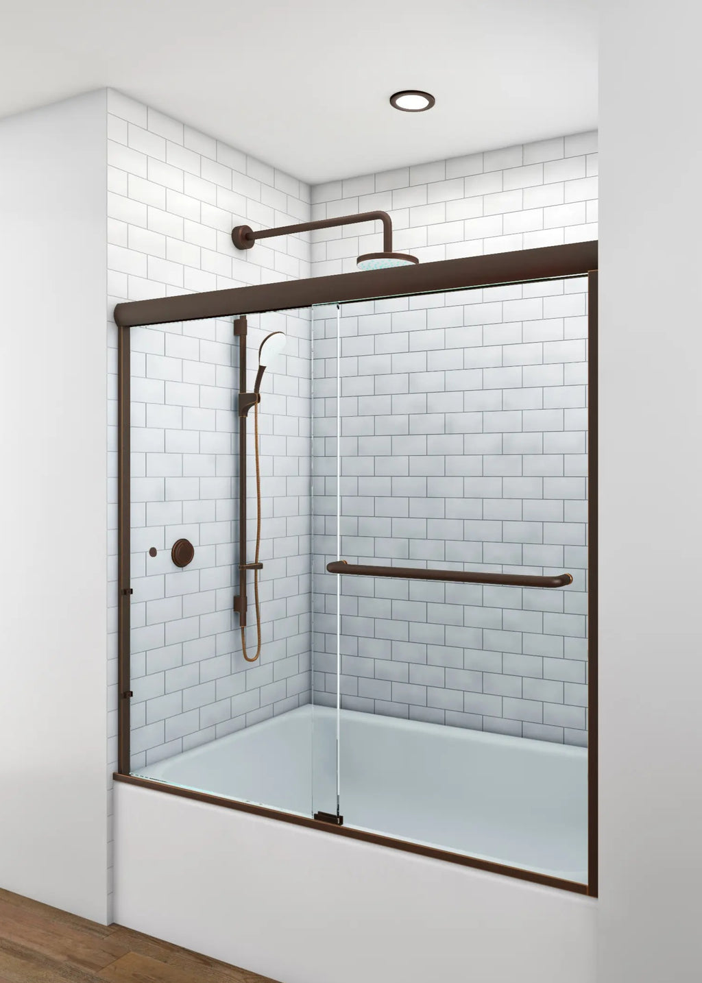 The American Glide 58 Semi-Framed Sliding Shower Unit- Oil Rubbed Bronze