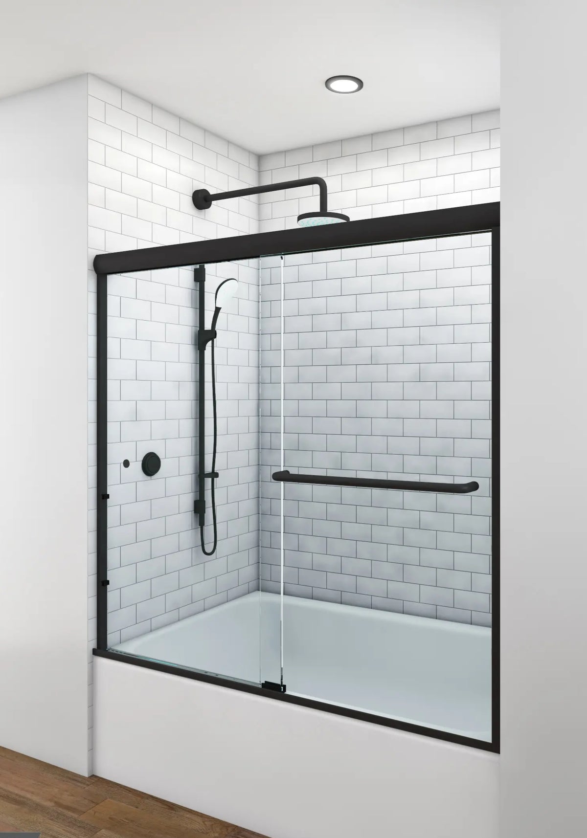 The American Glide 58 Semi-Framed Sliding Shower Unit- Matte Black