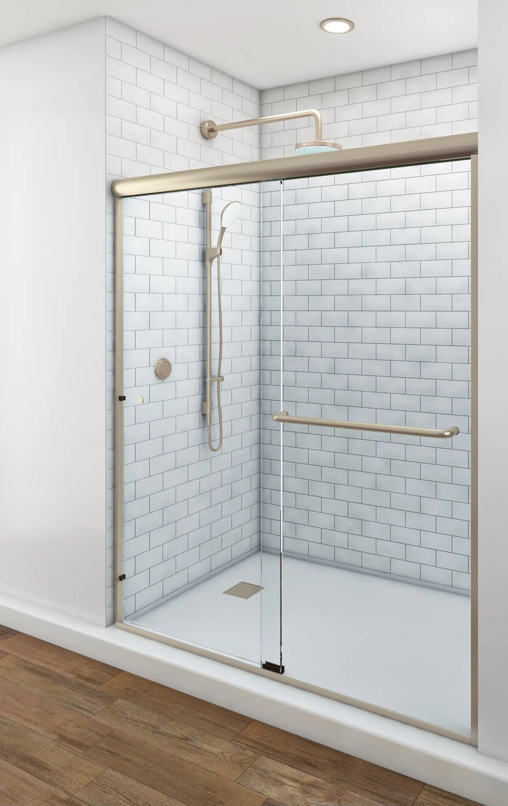 The American Glide 58 Semi-Framed Shower Unit- Brushed Nickle
