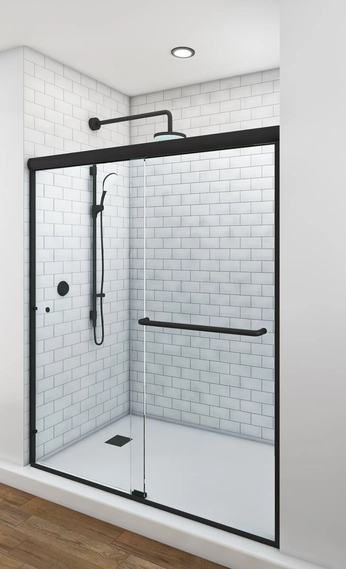 The American Glide 58 Semi-Framed Sliding Shower Unit- Matte Black