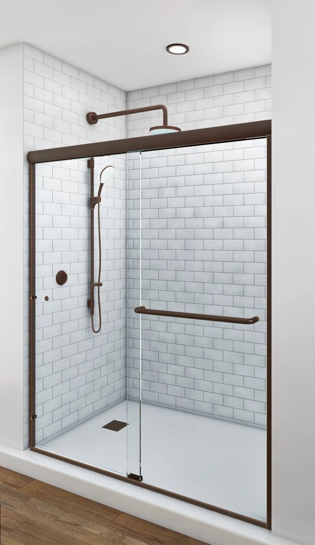 The American Glide 58 Semi-Framed Sliding Shower Unit- Oil Rubbed Bronze