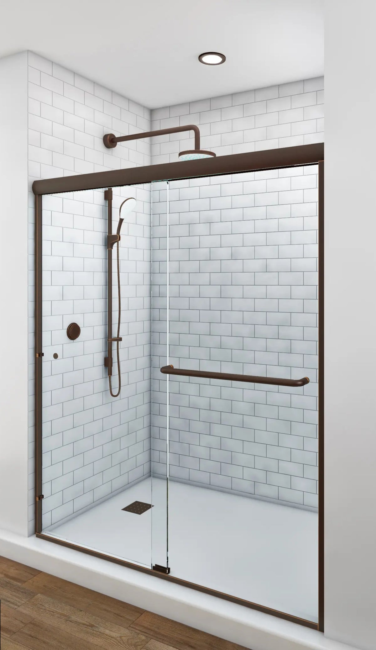 The American Glide 58 Semi-Framed Sliding Shower Unit- Oil Rubbed Bronze